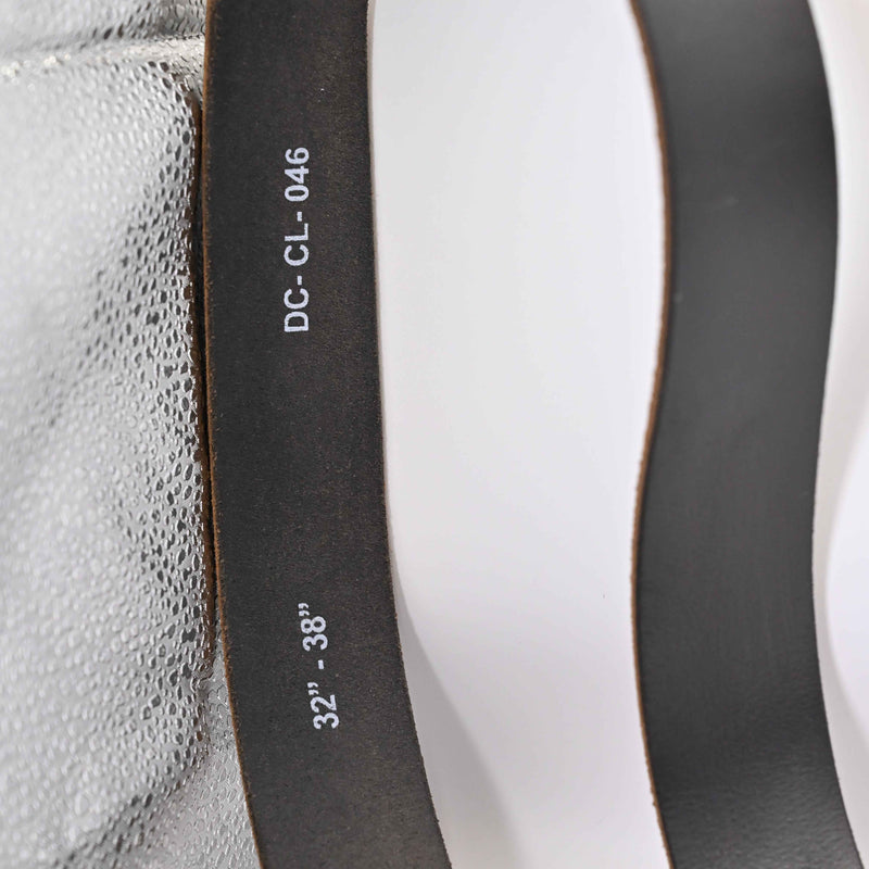 Lucini Men’s Smooth Leather Classic Pin Buckle Belt 046 – Black