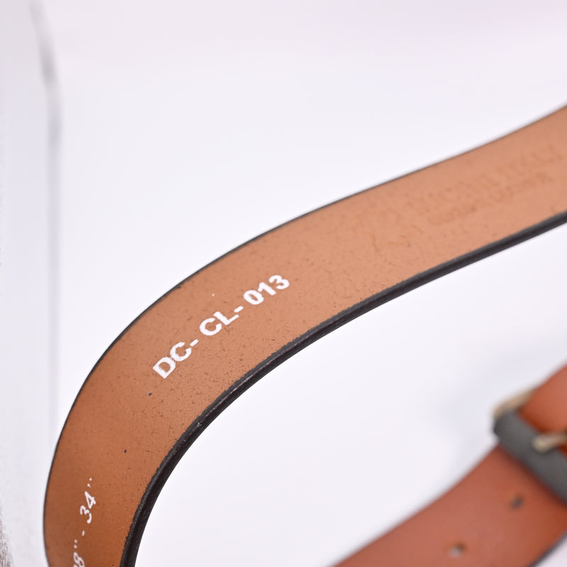 Lucini Men’s Textured Leather Statement Belt 013 – Cognac