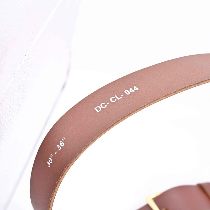 Lucini Men’s Smooth Leather Gold Buckle Belt 044 – Light Tan