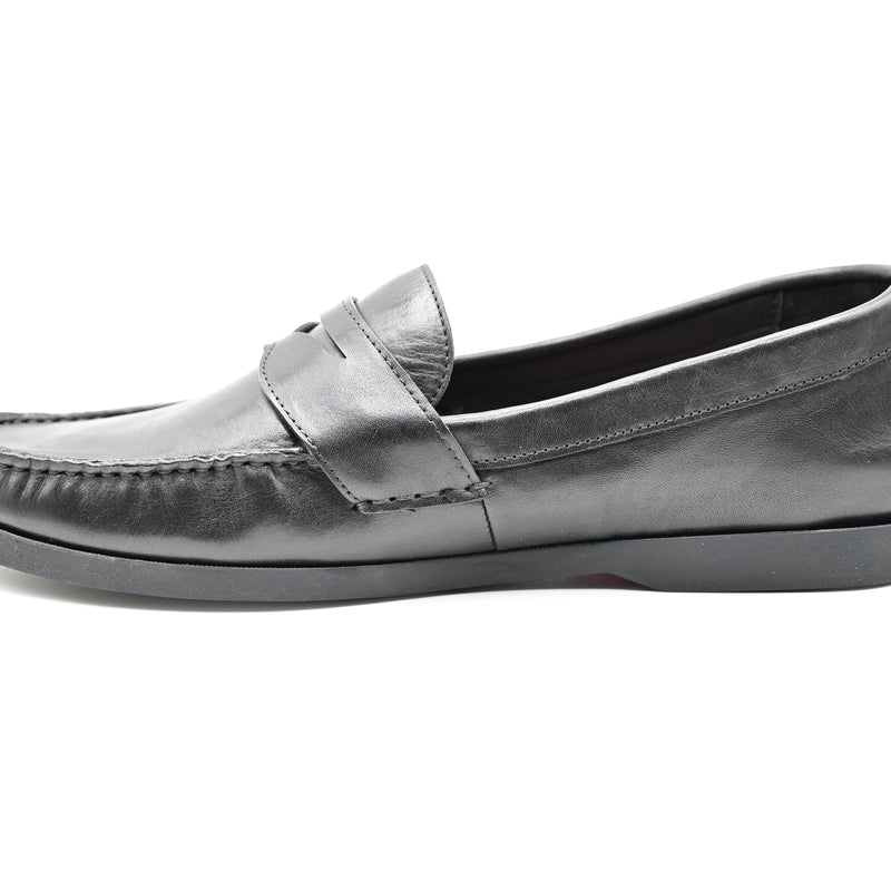 Lucini Men’s Leather Slip On Penny Loafer Shoes 3611 – Black