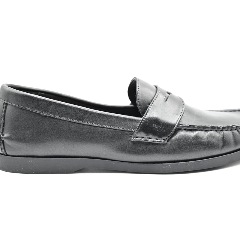 Lucini Men’s Leather Slip On Penny Loafer Shoes 3611 – Black