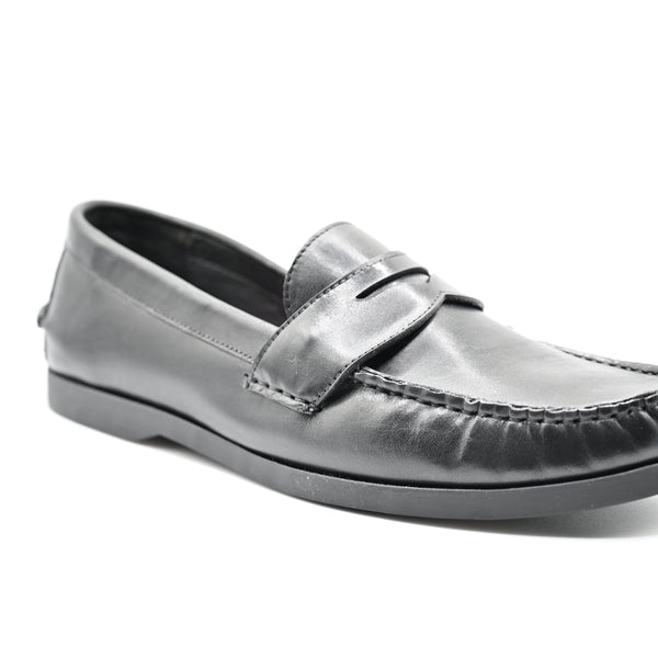 Lucini Men’s Leather Slip On Penny Loafer Shoes 3611 – Black