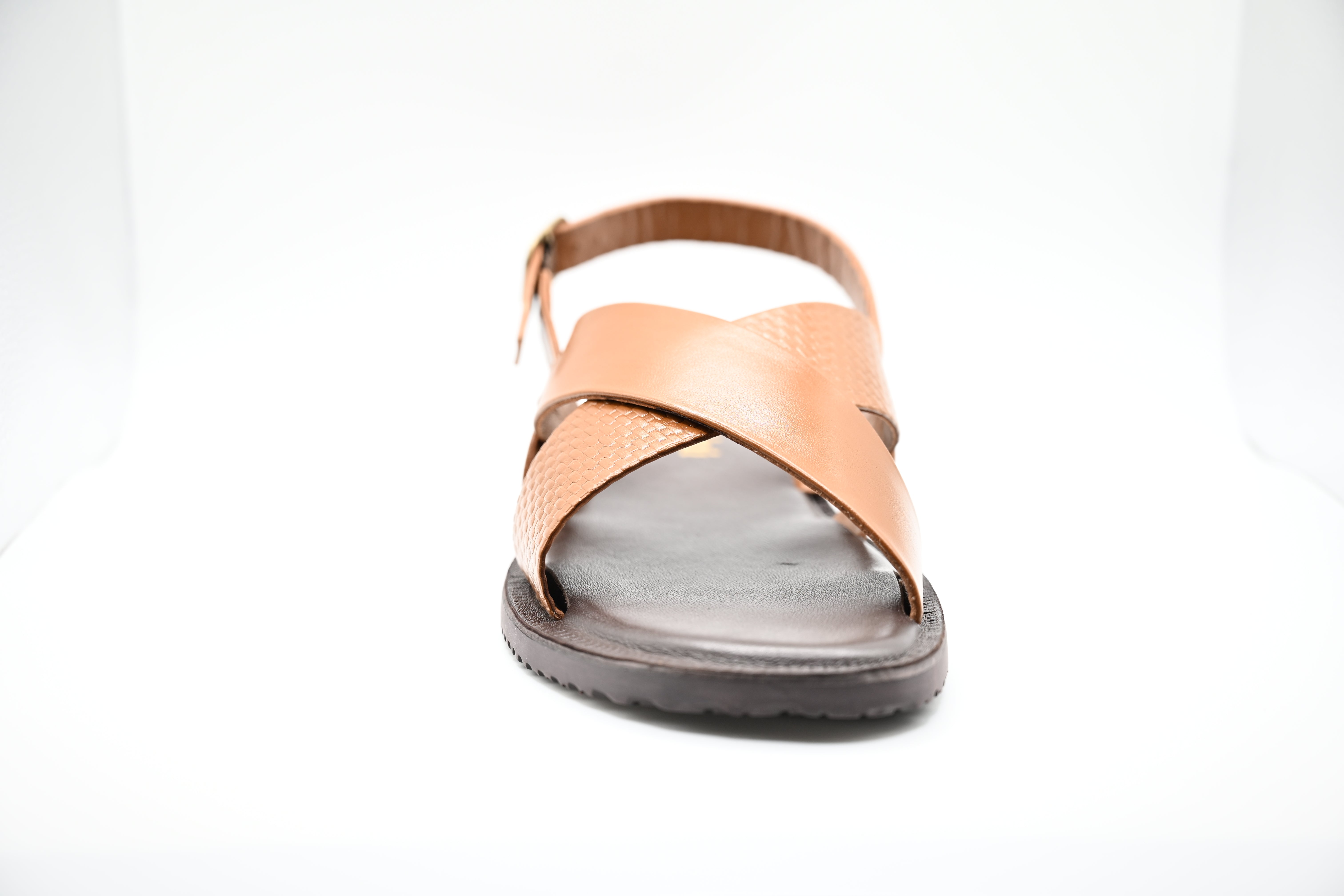 Lucini Men's Leather Cross Strap Sandals 62333 | Premium Tan