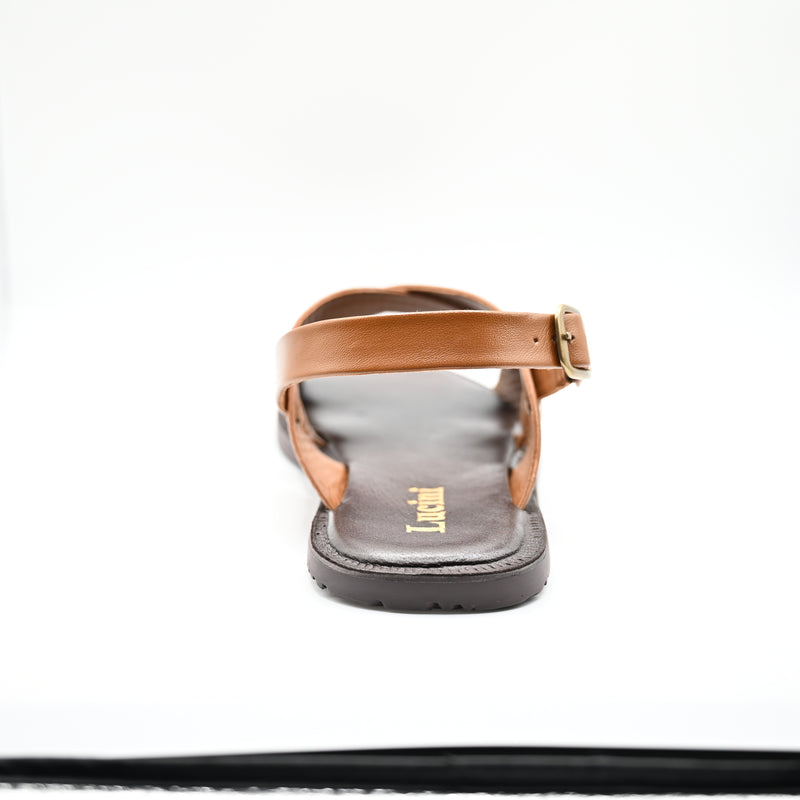 Lucini Men’s Leather Cross Strap Sandals 62333 – Tan