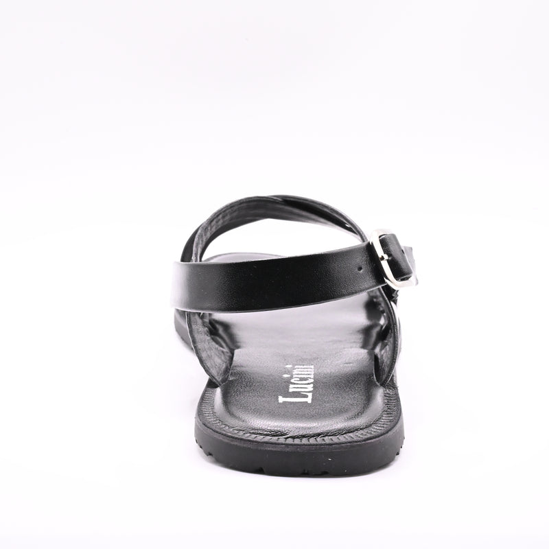 Lucini Men’s Leather Cross Strap Sandals 62333 – Black