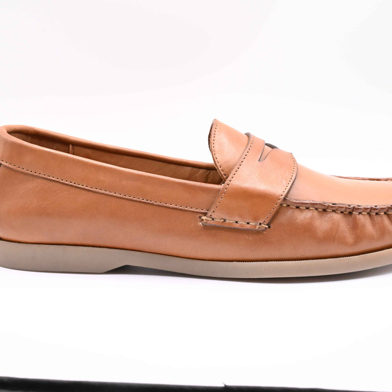 Lucini Men’s Leather Slip On Penny Loafer Shoes 3611 – Tan