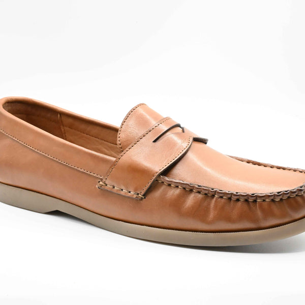 Lucini Men’s Leather Slip On Penny Loafer Shoes 3611 – Tan