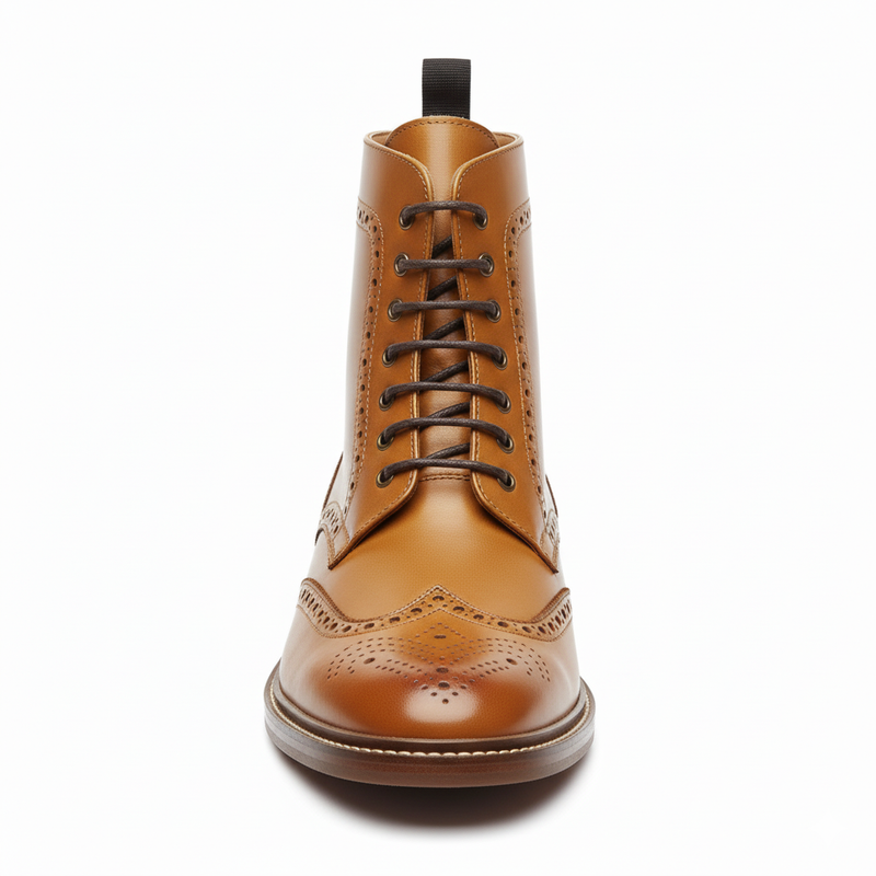 Lucini Men’s Genuine Leather Brogue Lace Up Ankle Boots 17921 – Brown