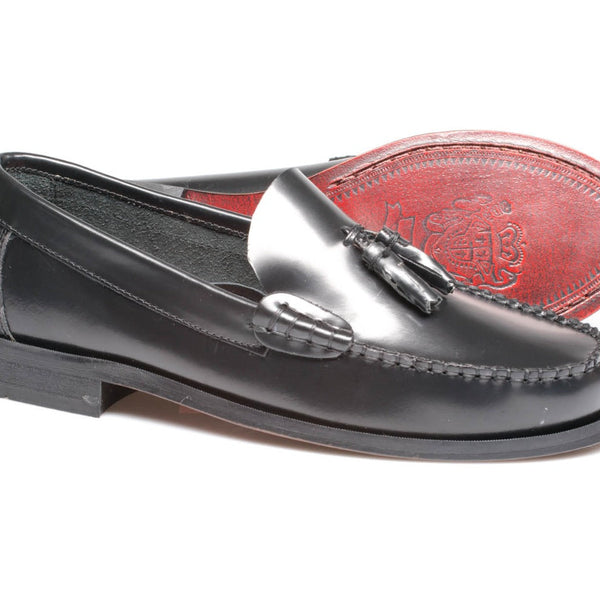 Lucini Men’s Black English Tassel Penny Loafer – Premium Leather Slip-On Loafer