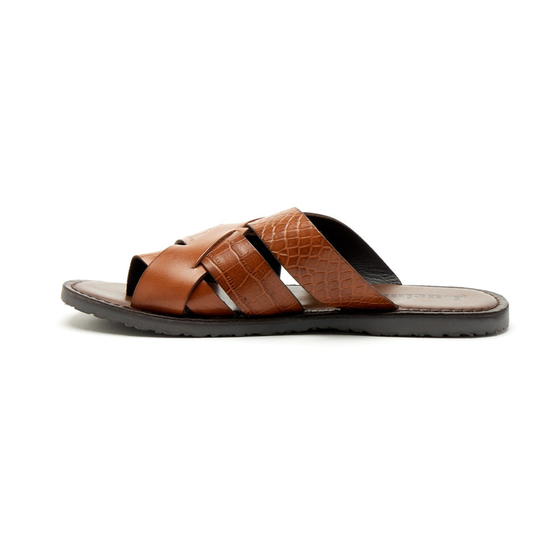 Lucini Men’s Leather Comfort Strap Sandals 61337 – Tan