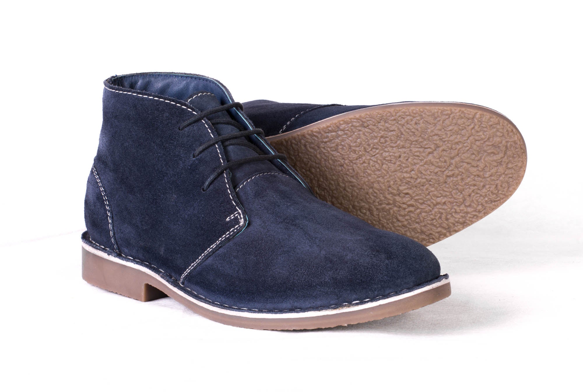 1174 - Suede Lace Up Desert Boots (Navy Blue)