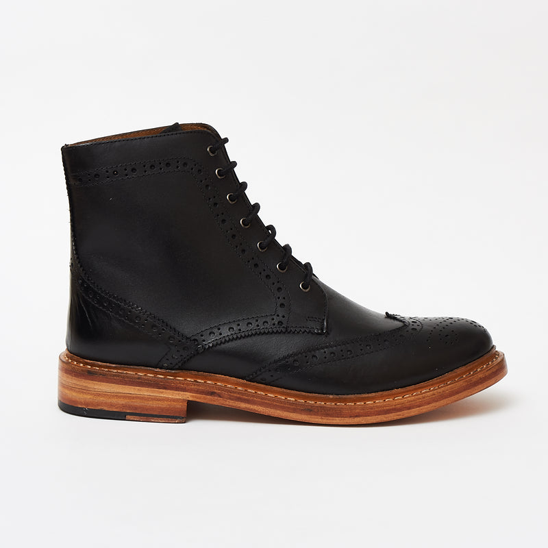 Lucini Men’s Leather Goodyear Welted Lace Up Boots – 17939 Black