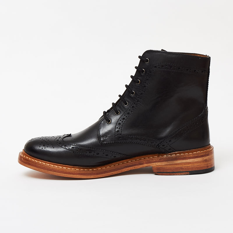 Lucini Men’s Leather Goodyear Welted Lace Up Boots – 17939 Black