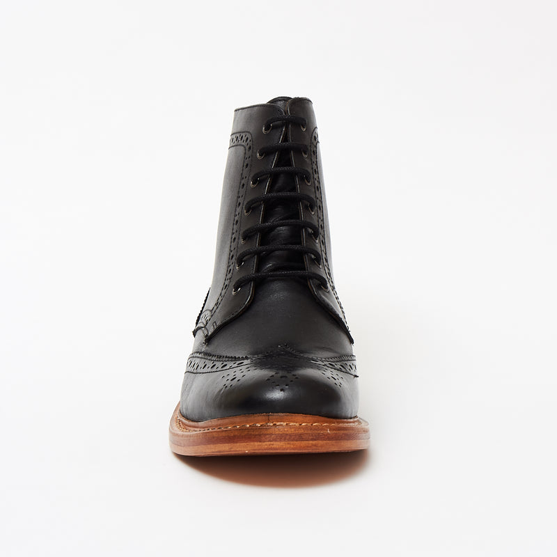 Lucini Men’s Leather Goodyear Welted Lace Up Boots – 17939 Black