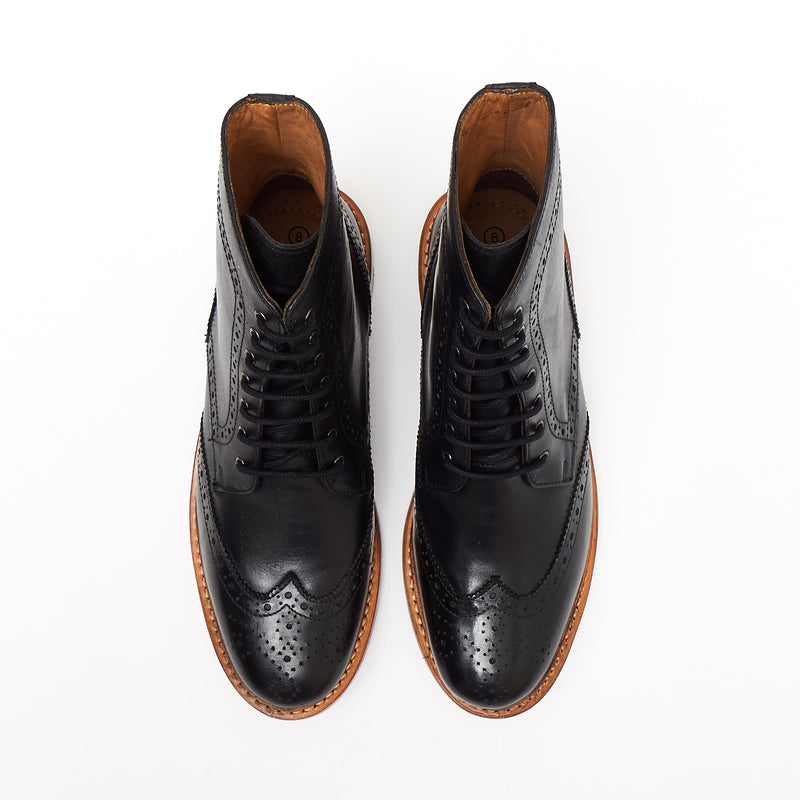 Lucini Men’s Leather Goodyear Welted Lace Up Boots – 17939 Black