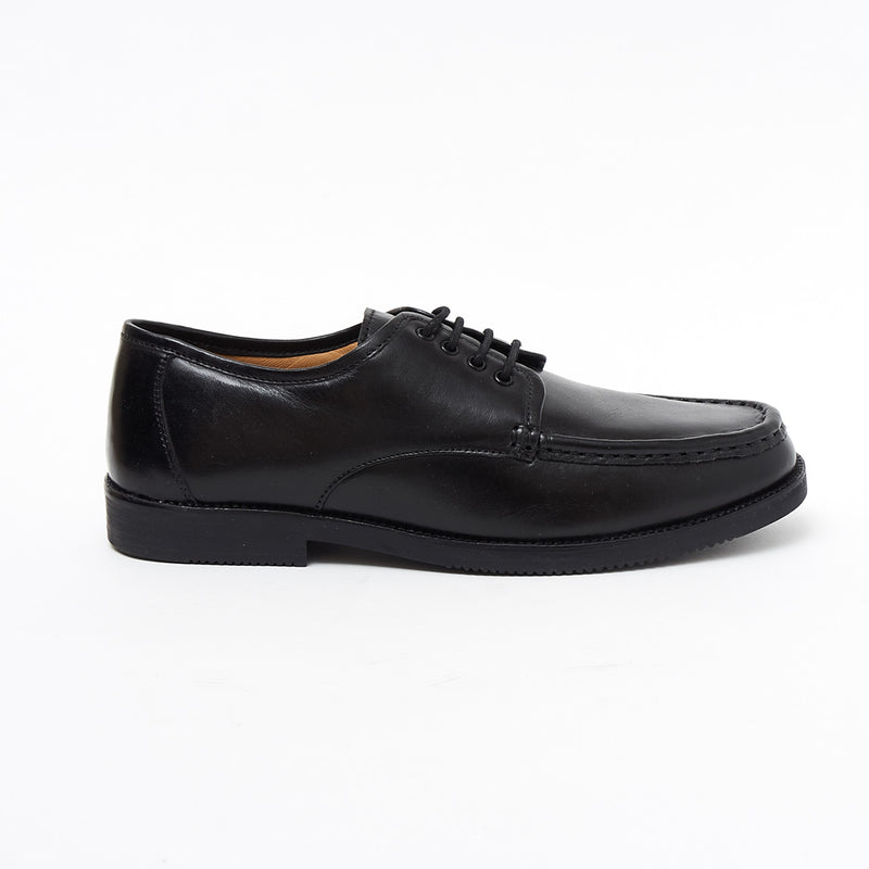 Mens Leather Comfortable Lightweight Lace Up Wide Fit Shoes Black