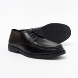 Mens Leather Comfortable Lightweight Lace Up Wide Fit Shoes Black