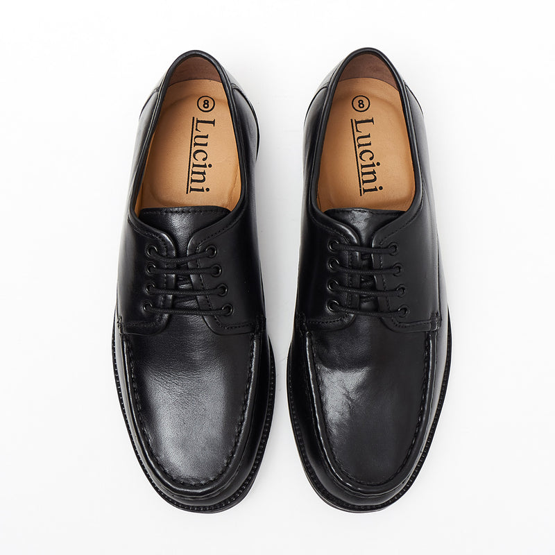 Mens Leather Comfortable Lightweight Lace Up Wide Fit Shoes Black
