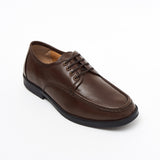 Mens Leather Comfortable Lightweight Lace Up Wide Fit Shoes  17984 Brown