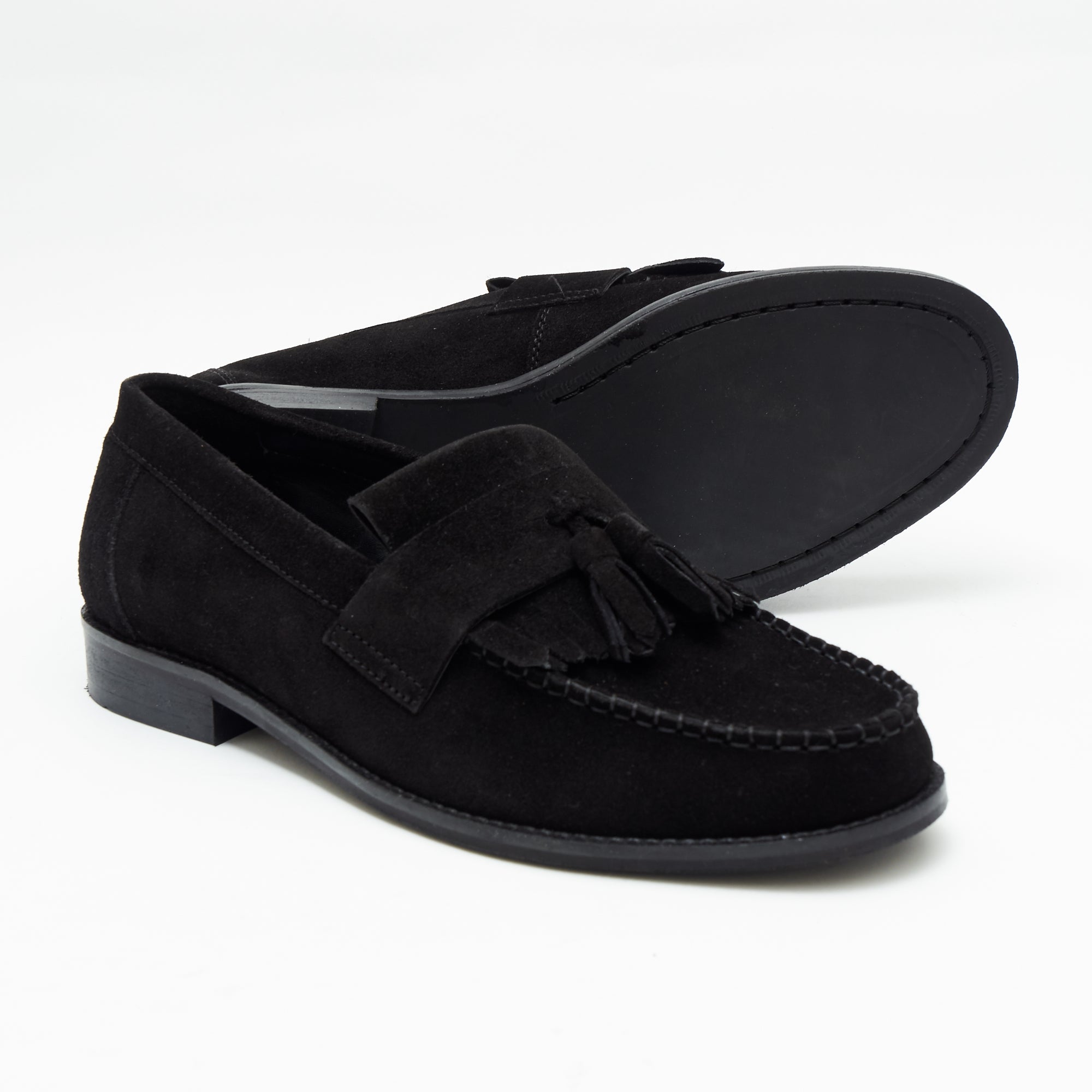 Mens Formal Moccasin Shoes 17999_Black Suede