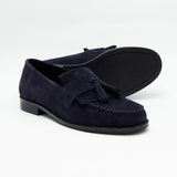 Mens Formal Moccasin Shoes 17999_Navy Blue Suede