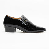 Mens Leather Cuban Heel Patent Shoes - 29779 Black