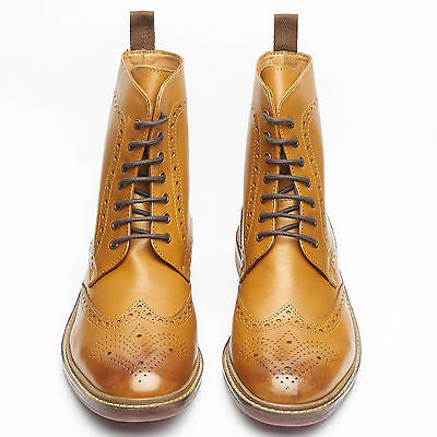 Mens Leather Lace Up Ankle Boots - 17921