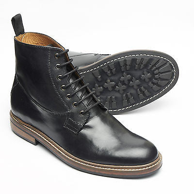 Lucini Men’s Wide Lace-Up Derby Boots Premium Leather 17920 – Black