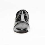 Mens Leather Cuban Heel Patent Shoes - 26287 Black