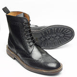 Mens Leather Lace Up Ankle Boots - 17921