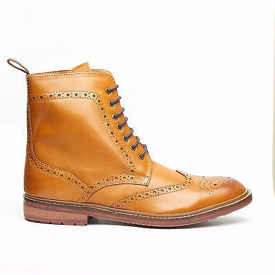 Mens Leather Lace Up Ankle Boots - 17921