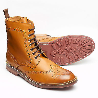 Mens Leather Lace Up Ankle Boots - 17921