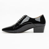 Mens Leather Cuban Heel Patent Shoes - 26286 Black