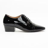 Mens Leather Cuban Heel Patent Shoes - 26286 Black