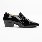 Mens Leather Cuban Heel Patent Shoes - 26544 Black