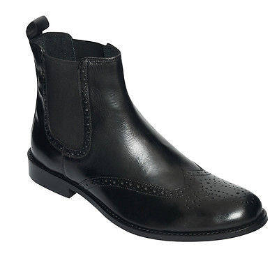 Mens Leather Brogue Chelsea Boots - 24201-B