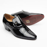 Mens Leather Cuban Heel Patent Shoes - 26287 Black