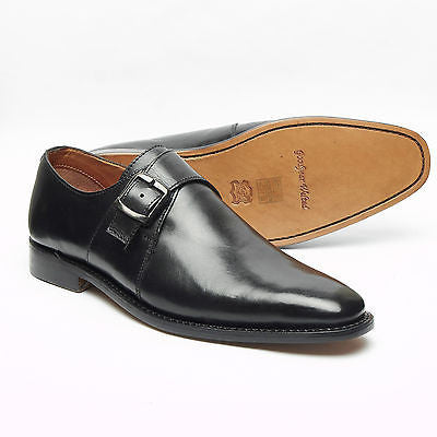 Lucini Men’s Leather Monk Strap Goodyear Welted Shoes – M58 Black