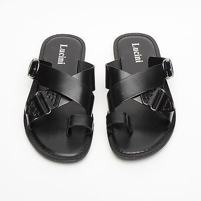 Lucini Men's Casual Walking Genuine Leather Sandals | 61246 | Black & Brown