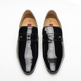 Mens Leather Cuban Heel Patent Shoes - 29779 Black