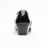 Mens Leather Cuban Heel Patent Shoes - 26286 Black