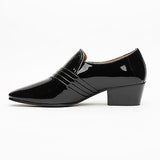 Mens Leather Cuban Heel Patent Shoes - 26544 Black