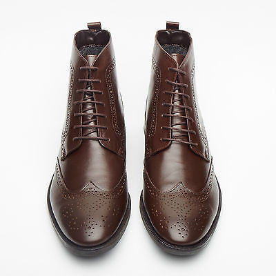 Mens Leather Lace Up Ankle Boots - 313