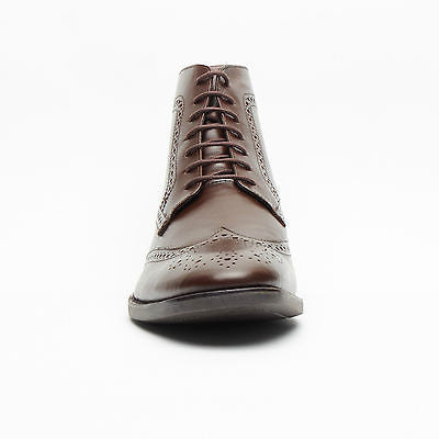 Mens Leather Lace Up Ankle Boots - 313