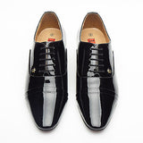 Mens Leather Cuban Heel Patent Shoes - 26286 Black