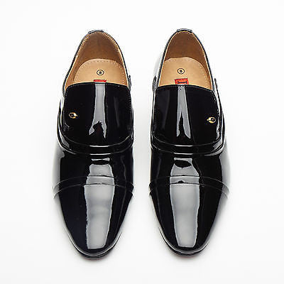 Mens Leather Cuban Heel Patent Shoes - 26287 Black