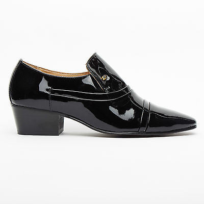 Mens Leather Cuban Heel Patent Shoes - 26287 Black