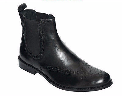 Mens Leather Brogue Chelsea Boots - 24201-B