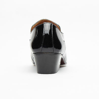 Mens Leather Cuban Heel Patent Shoes - 26287 Black