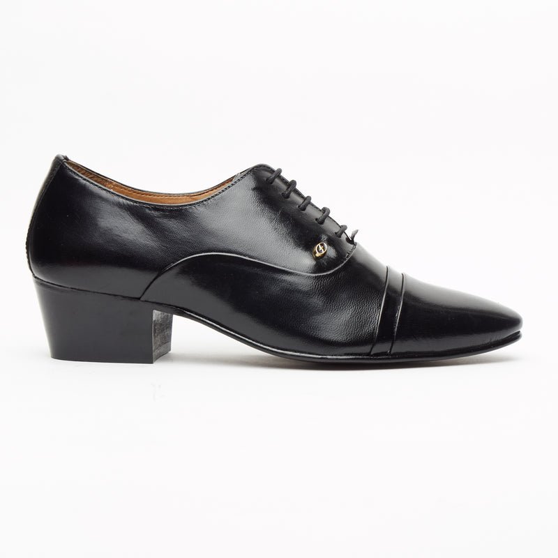 Mens Cuban Heel Leather Shoes - 26286 Black